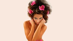 Flowers woman brunettes Veronika Fasterova