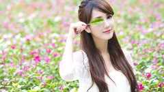 Flowers woman brunettes vietnamese Linh Napie