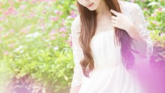 Flowers woman brunettes vietnamese Linh Napie