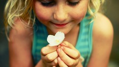 Flowers woman children little girl