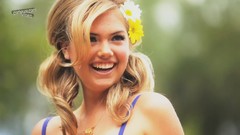 Flowers woman close-up blondes laughing models kate upton