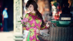 Flowers woman dress asians