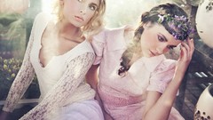 Flowers woman dress blondes brunettes