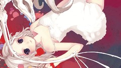 Flowers woman dress Bones white hair long hair anime girls blue 