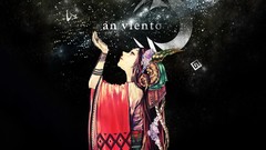 Flowers woman dress horns Jewelry red eyes bracelets long hair 