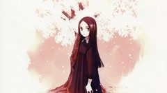 Flowers woman dress long hair brown eyes brunettes cherry 