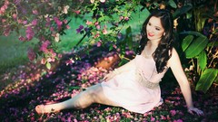 Flowers woman dress smiling