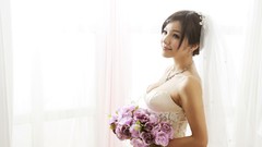 Flowers woman earrings asians brides necklaces wedding dresses