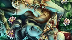 Flowers woman elves blondes gray hair mmorpg artwork lineage 2 