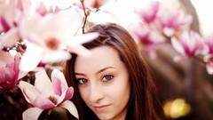 Flowers woman faces brunettes Taylor McCutchan