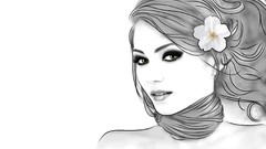 Flowers woman faces green eyes brunettes Photo manipulation 