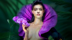 Flowers woman fantasy art
