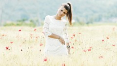 Flowers woman fields