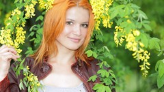 Flowers woman fields outdoors redheads Met-Art magazine Violla A