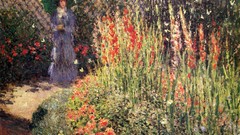 Flowers woman Garden Umbrellas paintings impressionism Claude 