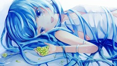 Flowers woman headphones tears anime girls hatsune miku vocaloid