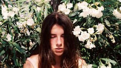 Flowers woman long hair brunettes teen