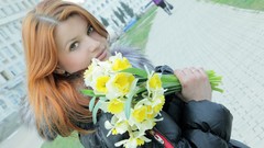 Flowers woman long hair models redheads pale skin Met-Art 