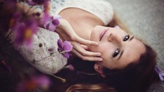 Flowers woman lying down