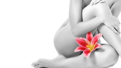 Flowers woman monochrome nude greyscale