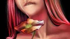 Flowers woman paintings still life drawings crying