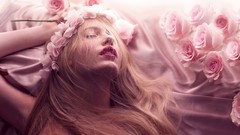 Flowers woman pink roses