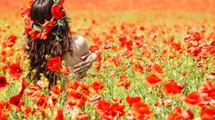 Flowers woman Poppies