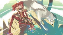 Flowers woman red eyes anime girls