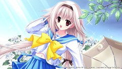 Flowers woman red eyes long hair anime girls seifuku gray hair