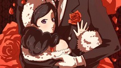 Flowers woman roses tie red eyes gloves skirts blush male long 