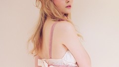 Flowers woman shoulders blondes lingerie blue eyes