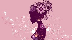 Flowers woman silhouettes digital art