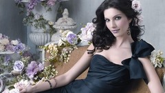 Flowers woman sitting models Teresa Moore