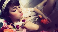 Flowers woman underwater brunettes models