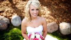 Flowers woman wedding blondes smiling wedding dresses Taylor 