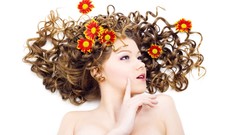 Flowers woman white background