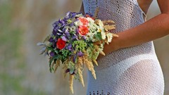 Flowers woman white dress models white panties see-through