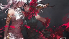 Flowers woman white hair Tango anime girls flower petals pale 