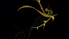 Flowers yellow Fractals black background minimalistic