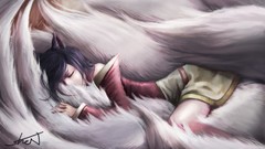 Fluffy sleeping League of Legends video games ahri