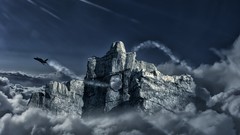 Fly Aircraft arch rocks cliff skies