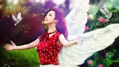 Fly design woman wings doves asians models Viet Nam