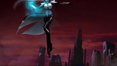 Fly magic woman white hair long hair towns