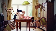 Fly woman brunettes models Photo manipulation