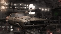 Flying dodge challenger cityscapes artwork futuristic