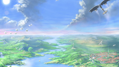 Flying fantasy art cities