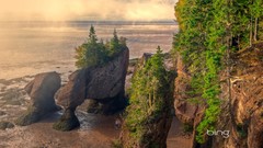 Fog bay Canada Beaches bing sandstone rock formations New 