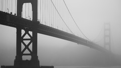 Fog Bridges golden gate bridge grayscale