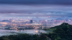Fog China City Lights Taipei cities cityscapes