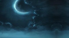 Fog clouds ocean moon moonlight